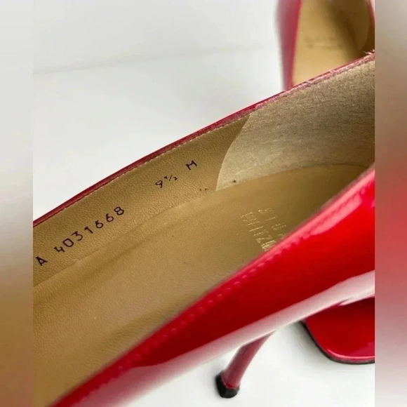 Stuart Weitzman “Linda” open toe patent leather red pumps, Like NEW Sexy Elegant - Picture 5 of 11